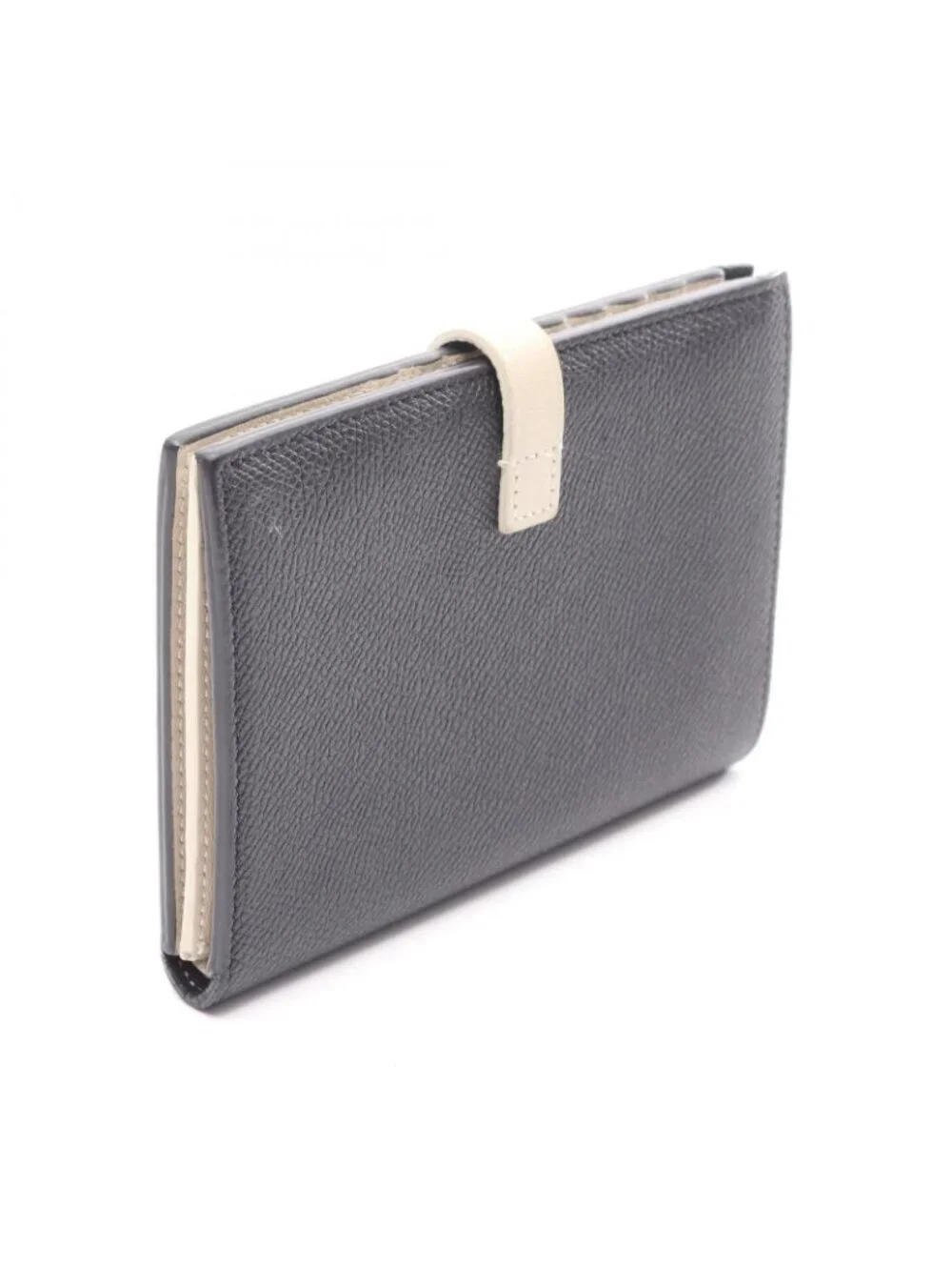 Celine Bifold Wallet Strap Multi Function Black Ivory Leather